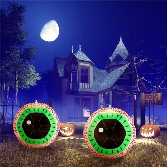 2 Pack Halloween Inflatable Large Eyeball Decoration 24'' Giant Blow up - Picture 6 of 7
